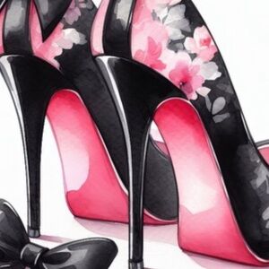 Black and Pink Stiletto Heels with Glossy Finish
